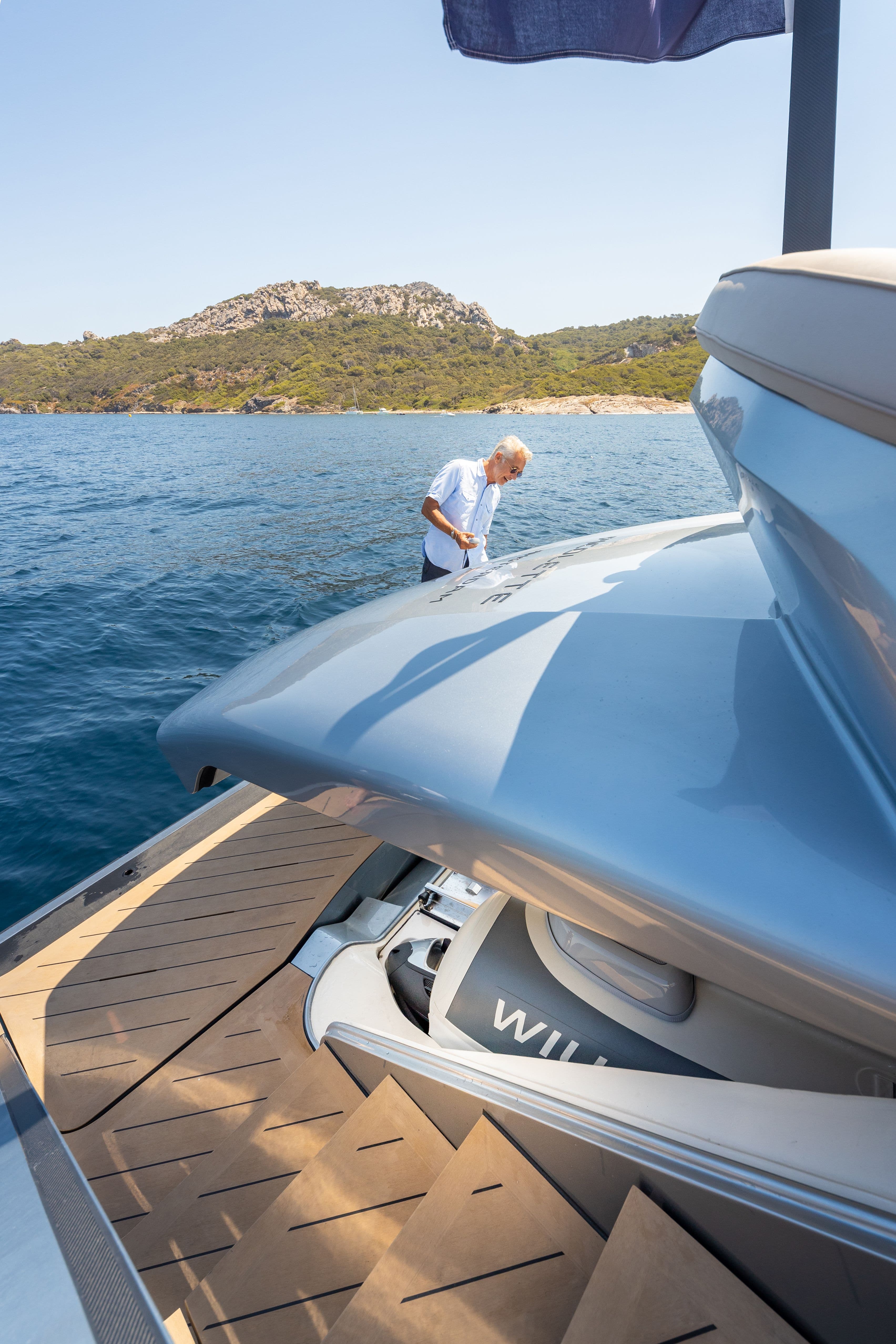 Wajer 77 williams tender aft deck hood door storage