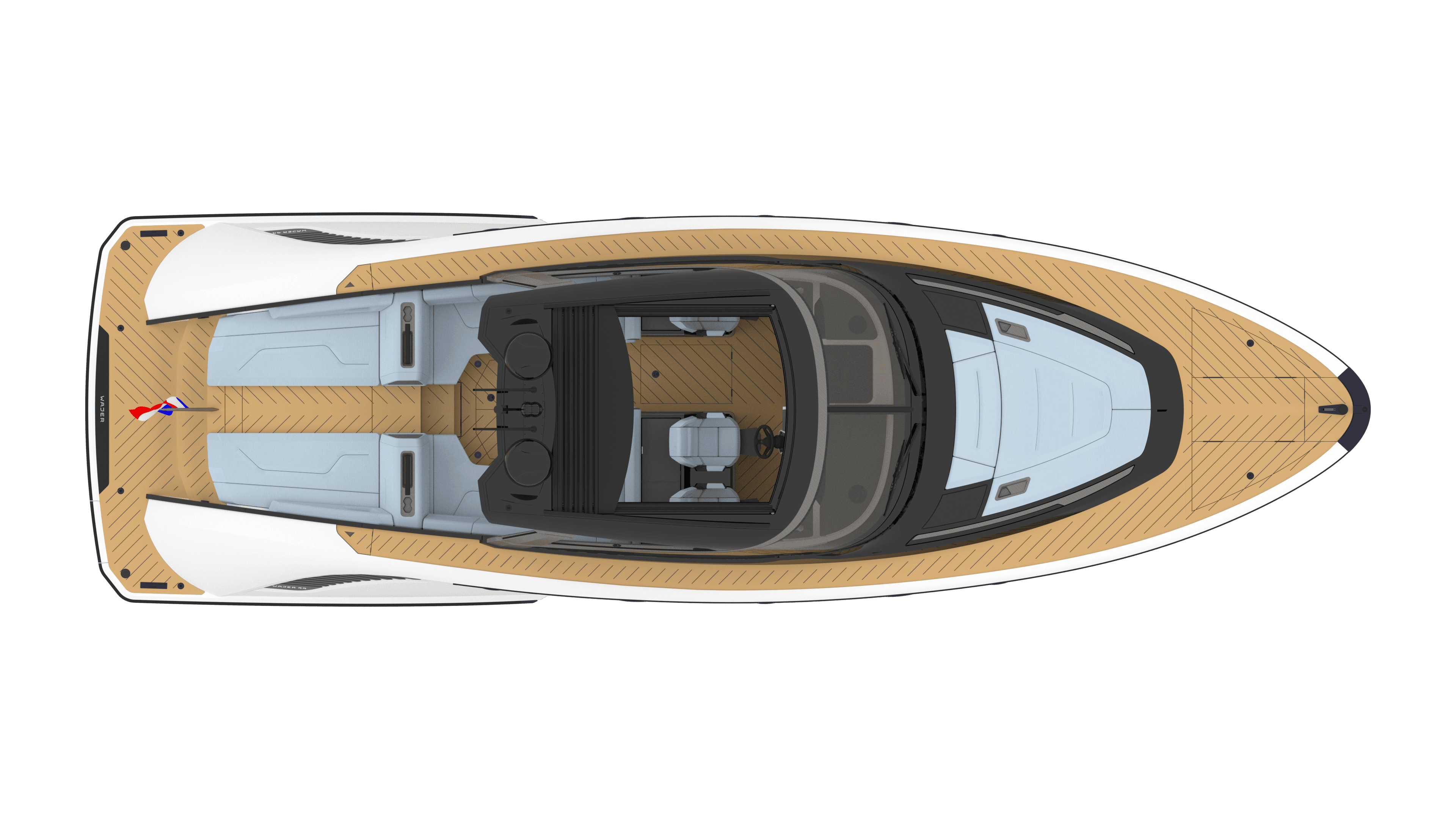 44HT topview open roof render General arrangement