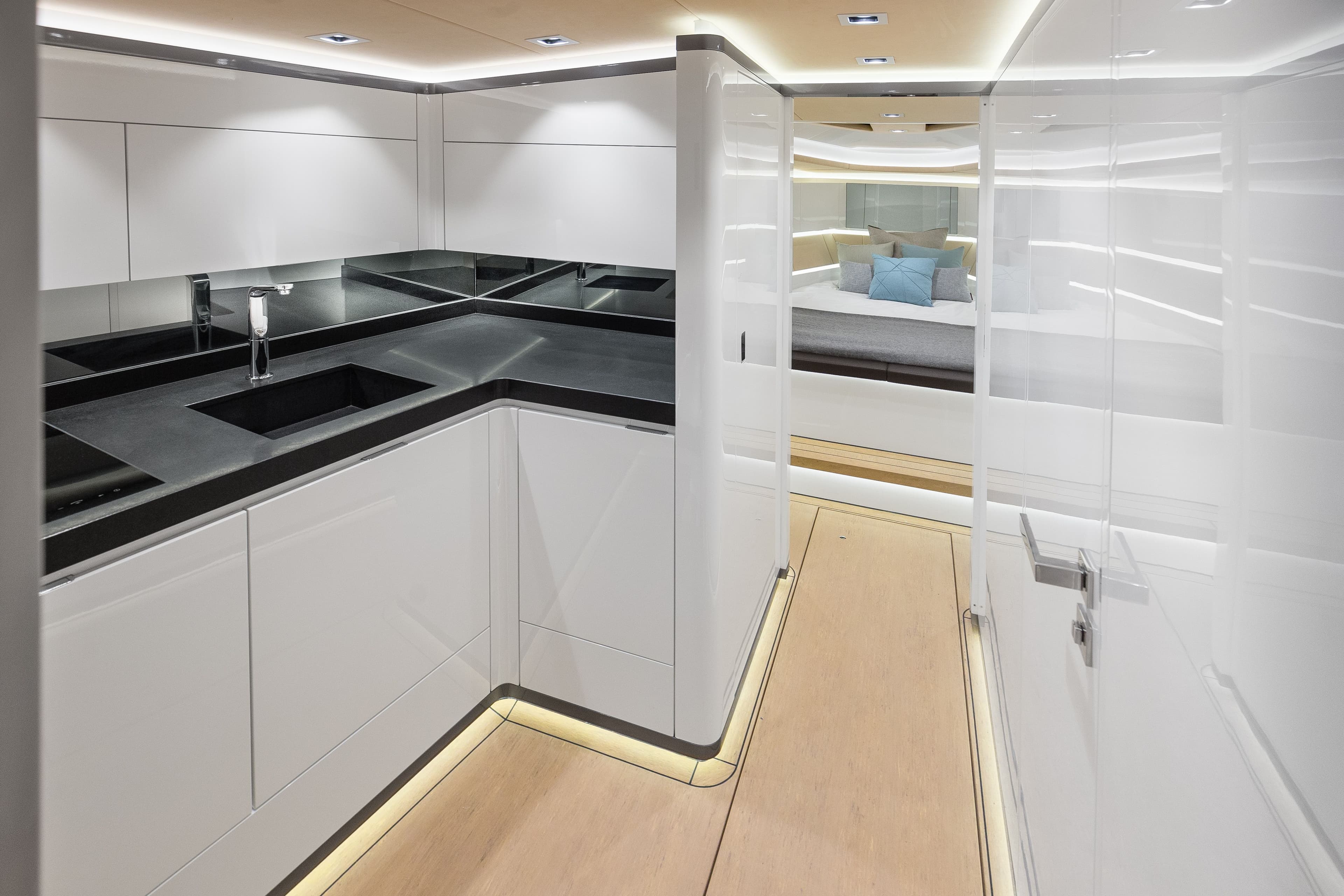 Wajer 55 pantry below deck interior bow