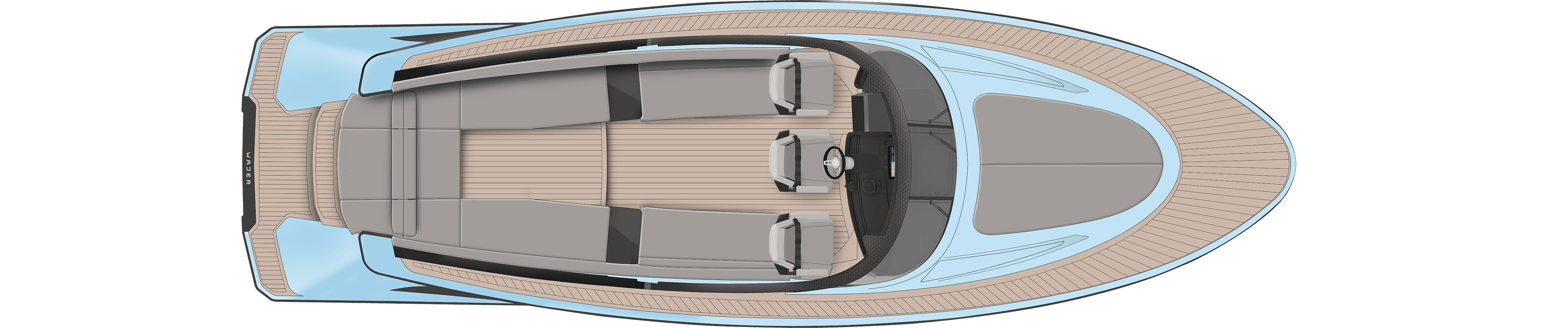Wajer 38 general arrangement GA top u-shaped seating layout