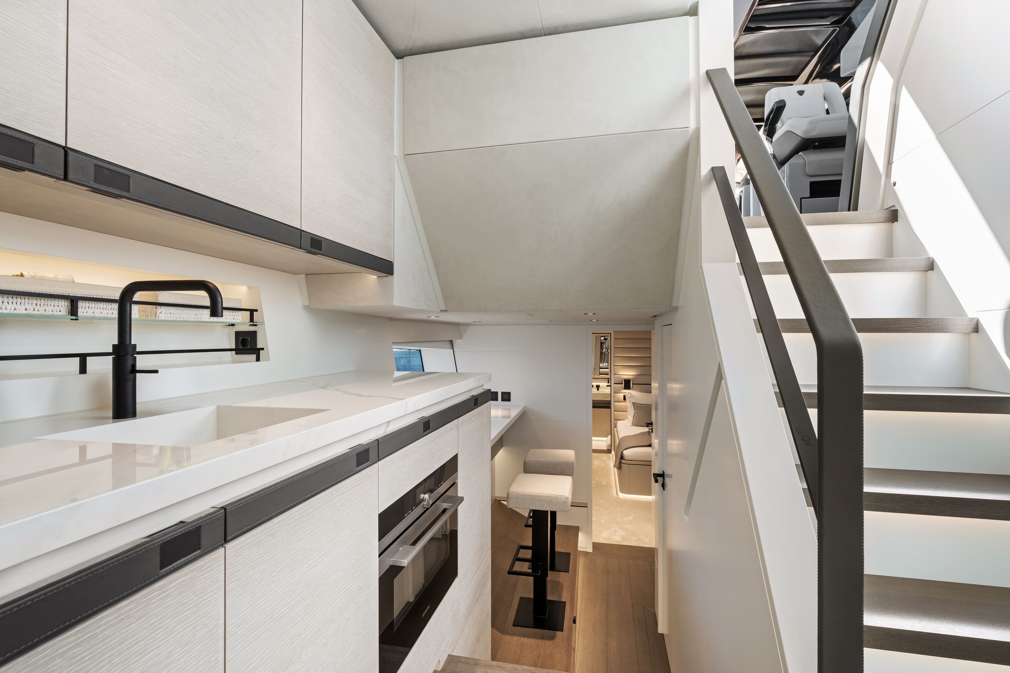 Wajer 77 interior below deck pantry galley