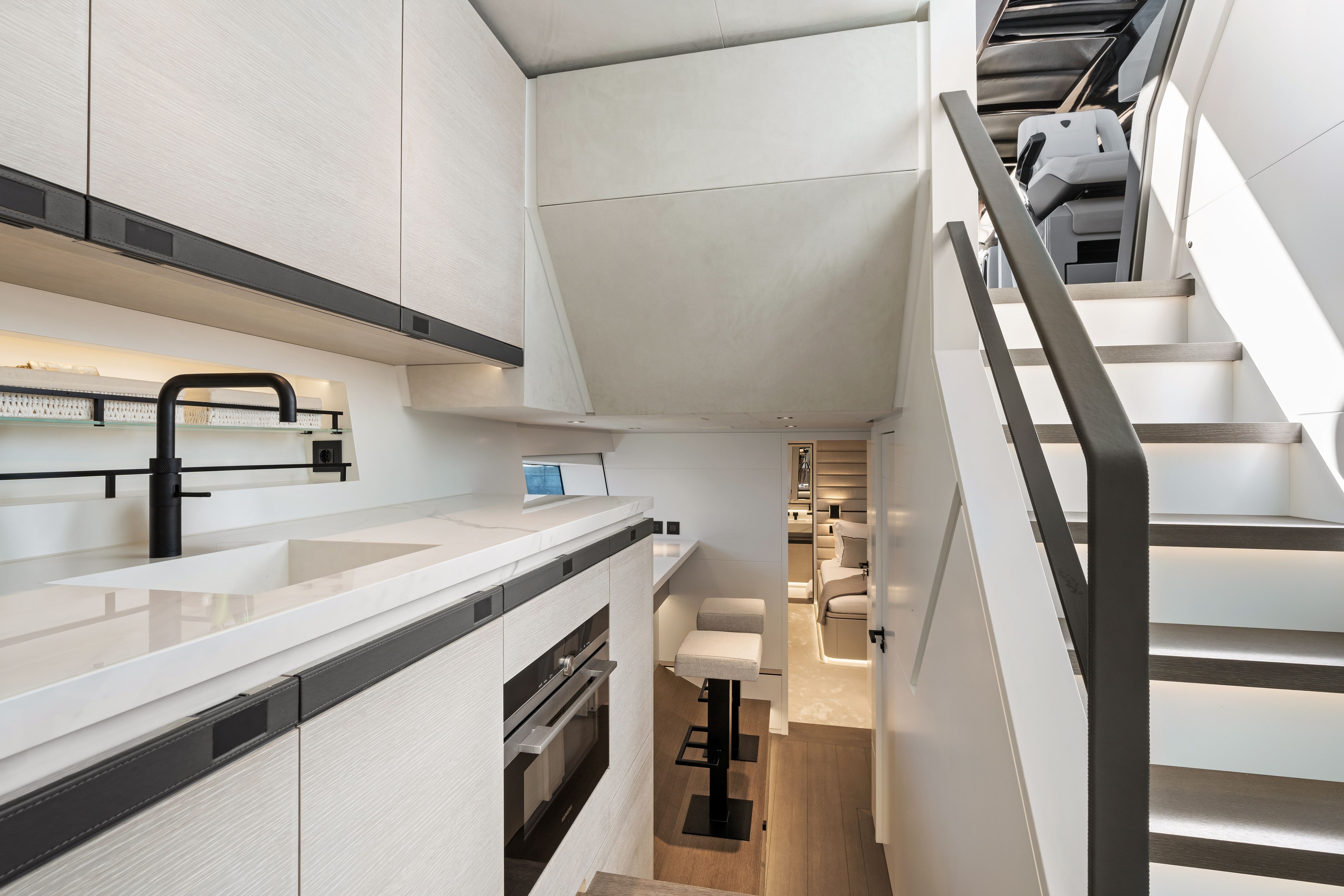 Wajer 77 interior below deck pantry galley